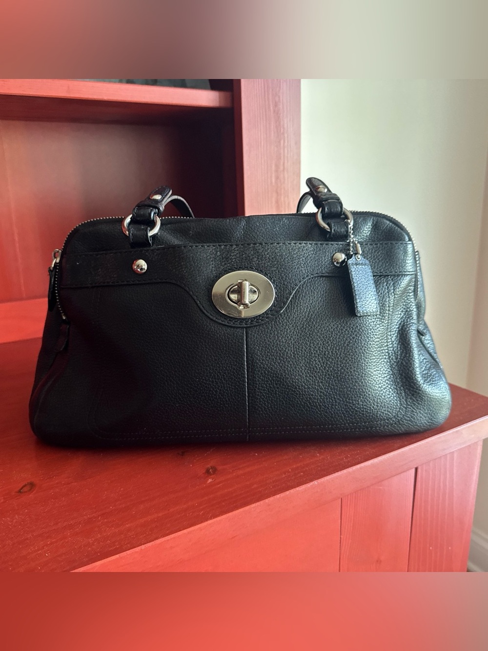 Y2K VINTAGE COACH PENELOPE BLACK PEBBLE LEATHER SHOULDER BAG WITH 3 COMPARTMENTS